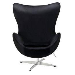 Fotel EGG CLASSIC VELVET czarny - welur, podstawa aluminiowa