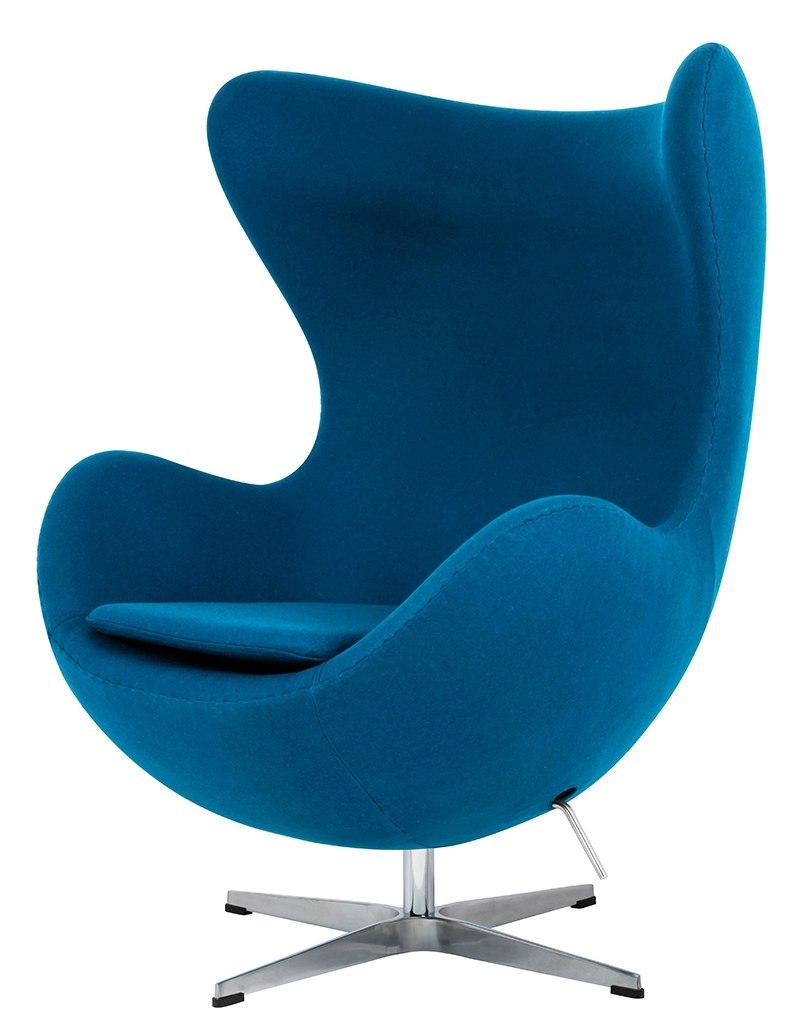 Fotel EGG CLASSIC marynarski niebieski.35 - wełna, podstawa aluminiowa