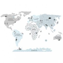 Naklejka na ścianę, mapa świata - eco