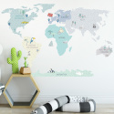 Naklejka na ścianę, mapa świata - miętowa