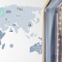 Naklejka na ścianę, mapa świata - niebieska