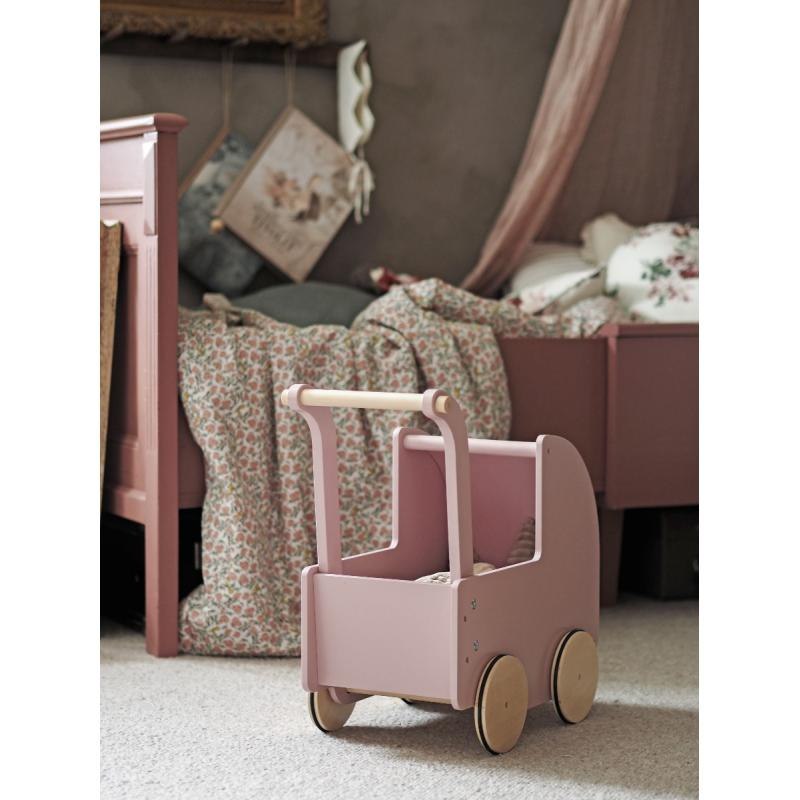 Drewniany wózek dla lalek pastelowo różowy Jabadabado