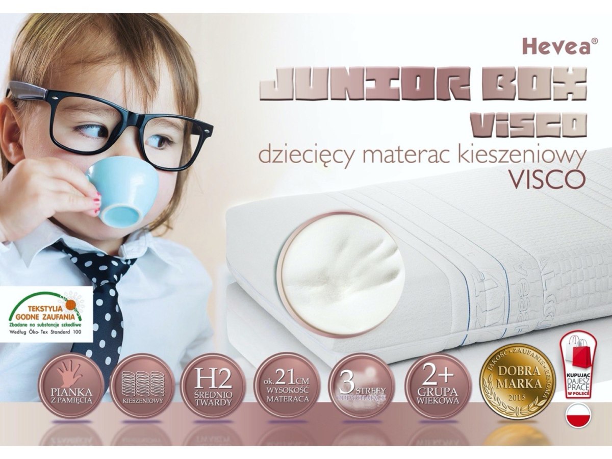 Materac kieszeniowy Hevea Junior Box Visco 180x80 (Aegis Natural Care)