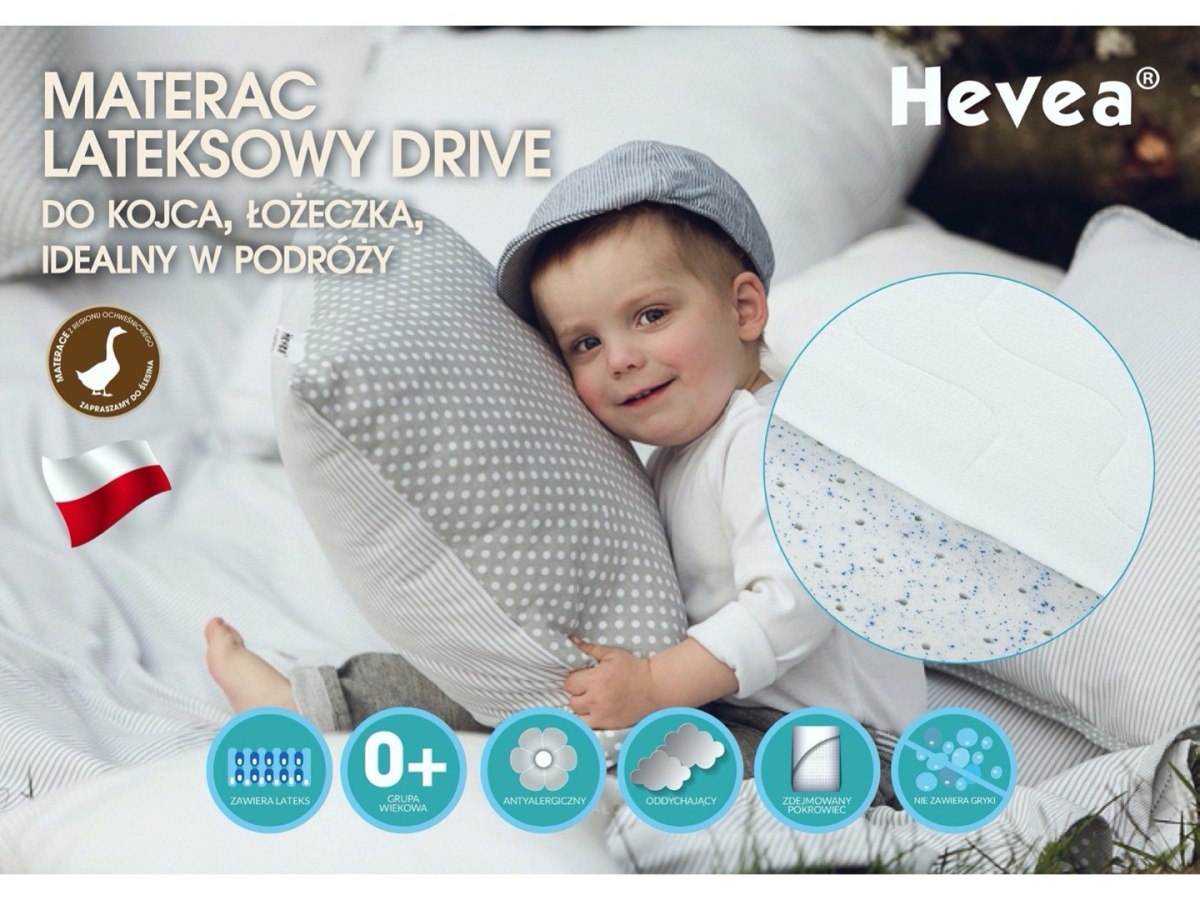 Materac lateksowy Hevea Drive 140x70 (Aegis Natural Care)