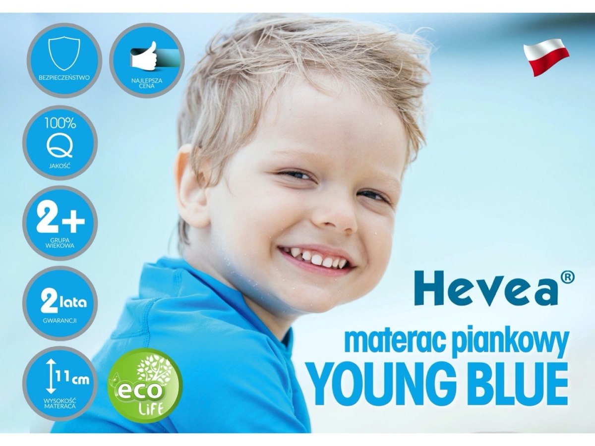 Materac piankowy Hevea Young Blue 160x80 (Bamboo)