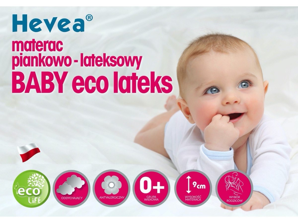 Materac z lateksem Hevea Baby Eco Lateks 140x70 (Natural)
