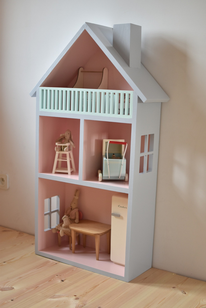 Duży drewniany regał - domek dla lalek - różne kolory