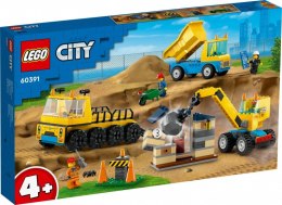 LEGO Klocki City 60391 Ciężarówki i dźwig z kulą wyburzeniową