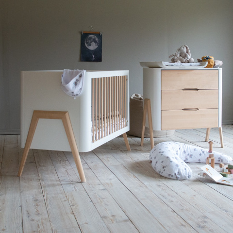 Łóżeczko 120x60 TORSTEN white/natural wax Troll Nursery